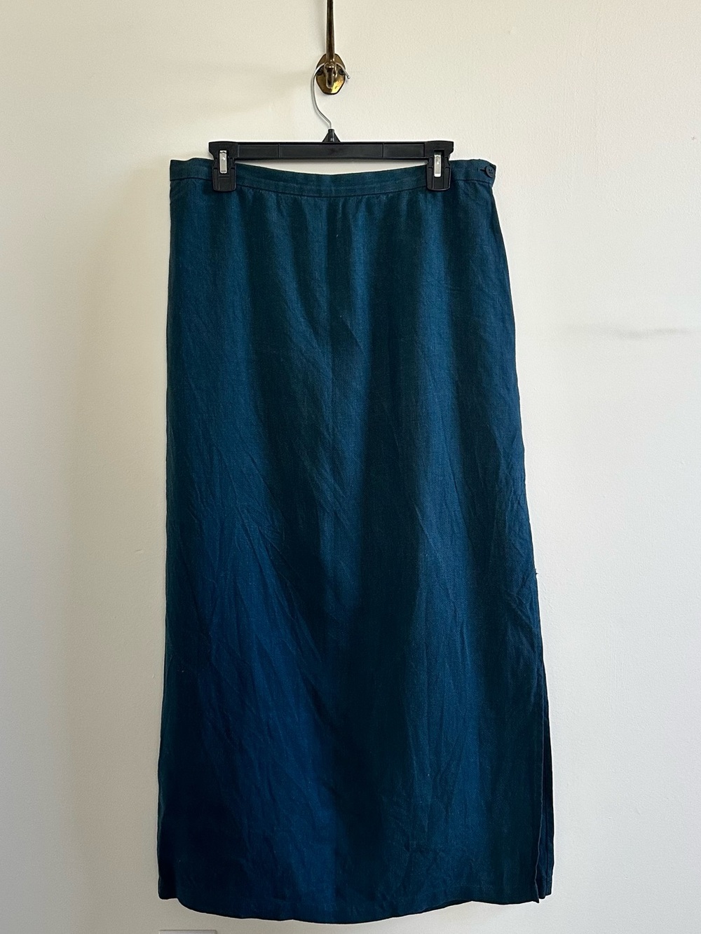 Eileen Fischer linen hunter green maxi skirt- L